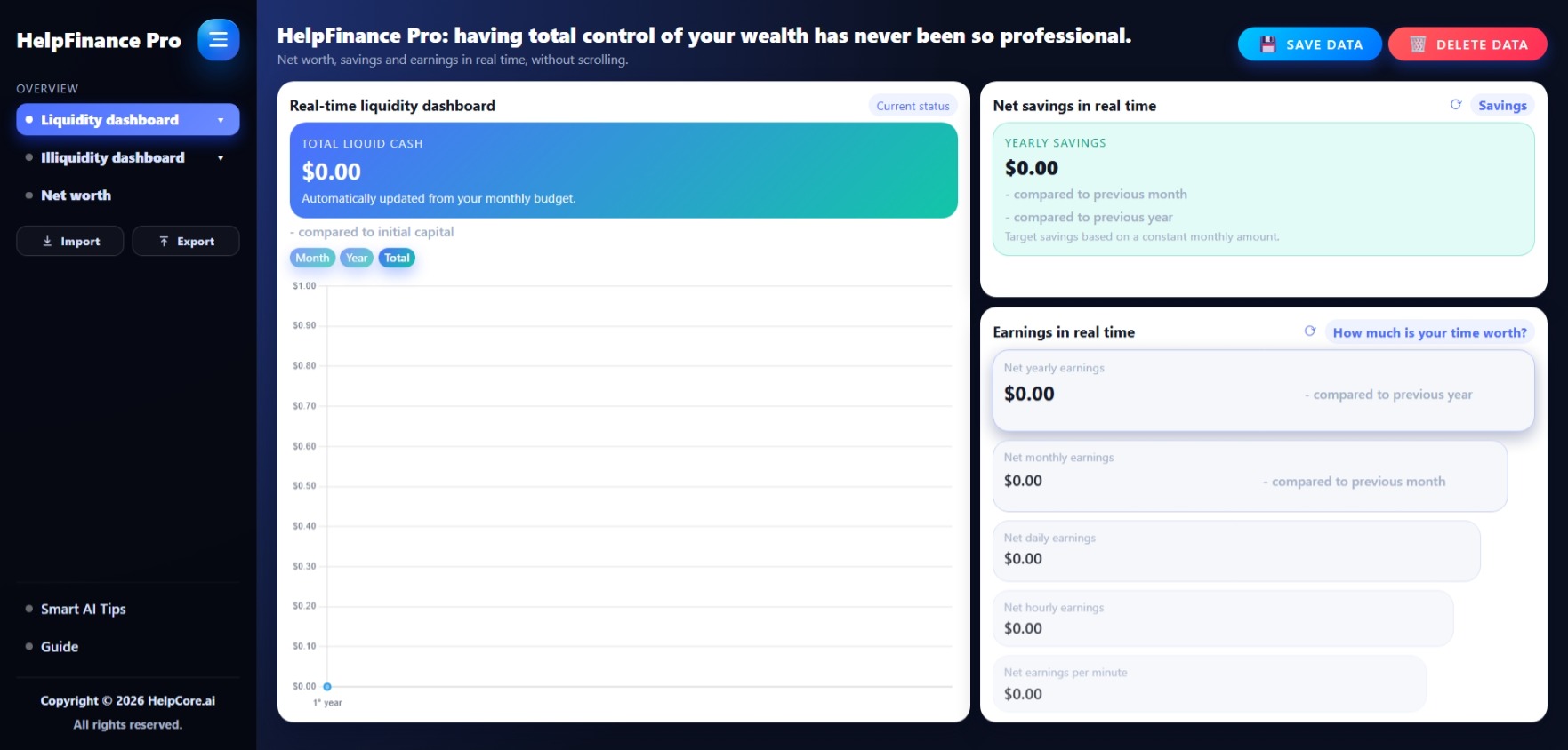 HelpFinance Pro - Dashboard liquidita