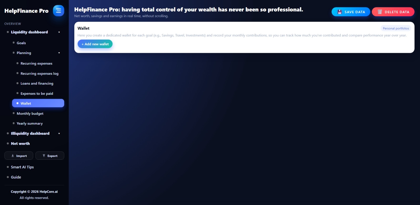 HelpFinance Pro - Wallet