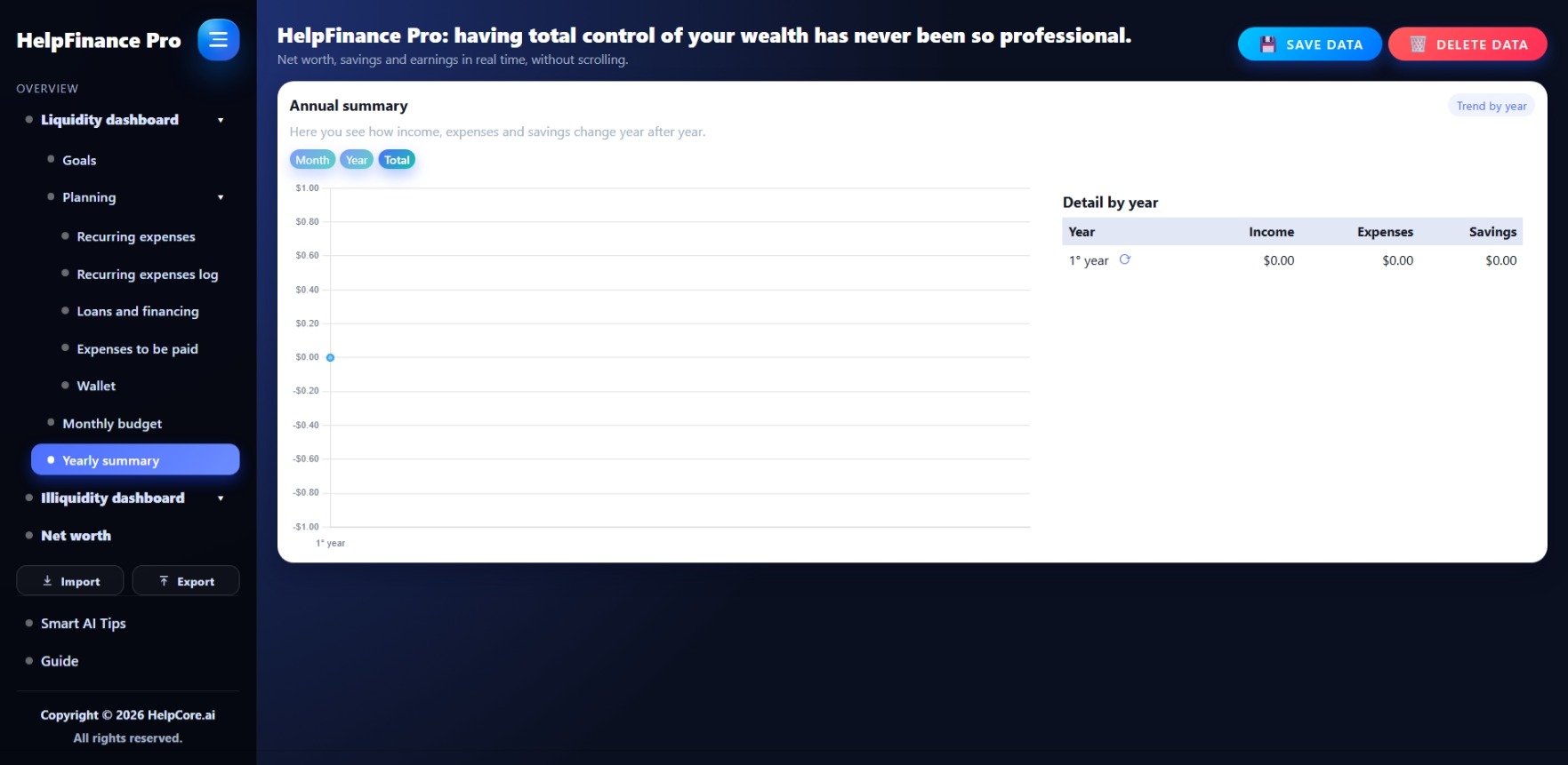 HelpFinance Pro - Riepilogo annuale